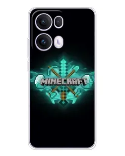 Чехол для OPPO Reno 13 Pro 5G с картинкой «Minecraft Diamond лого»