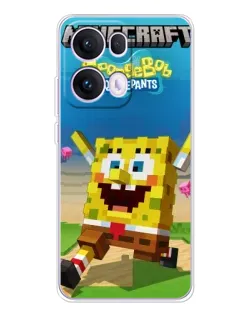 Чехол для OPPO Reno 13 Pro 5G с картинкой «Губка Боб Minecraft»