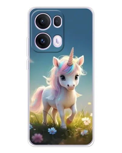 Чехол для OPPO Reno 13 Pro 5G с картинкой «Единорог на поляне»