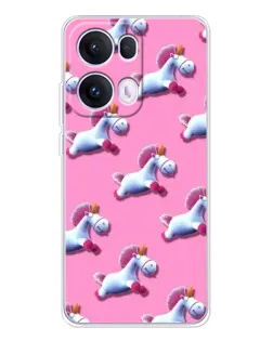 Чехол для OPPO Reno 13 Pro 5G с картинкой «Единороги на розовом»