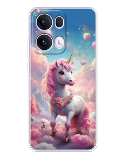 Чехол для OPPO Reno 13 Pro 5G с картинкой «Единорог среди облаков»