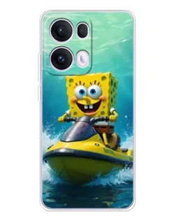 Чехол для OPPO Reno 13 Pro 5G с картинкой «Спанч Боб на гидроцикле»