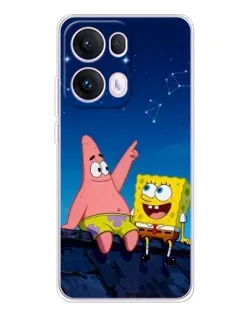 Чехол для OPPO Reno 13 Pro 5G с картинкой «Губка Боб и Патрик ночью»