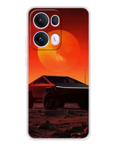 Чехол для OPPO Reno 13 Pro 5G с картинкой «Cybertruck на Марсе»