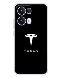 Чехол для OPPO Reno 13 Pro 5G с картинкой «Tesla White Logo»