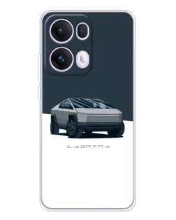Чехол для OPPO Reno 13 Pro 5G с картинкой «Серебристый Cybertruck Tesla»
