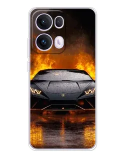 Чехол для OPPO Reno 13 Pro 5G с картинкой «Lamborghini в огне»