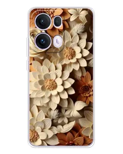 Чехол для OPPO Reno 13 Pro 5G с картинкой «Бежевый флористический декор» Чехол для OPPO Reno 13 Pro 5G с картинкой «Бежевый флористический декор»