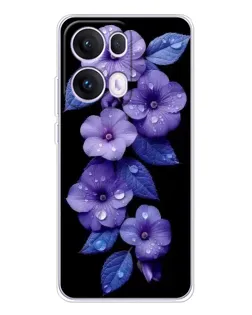 Чехол для OPPO Reno 13 Pro 5G с картинкой «Фиолетовые цветы с росою»