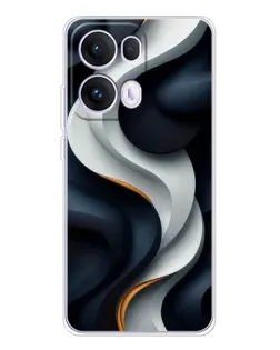 Чехол для OPPO Reno 13 Pro 5G с картинкой «Объемные черно-белые ленты»