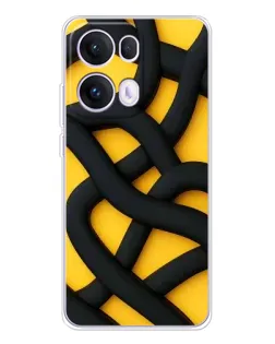 Чехол для OPPO Reno 13 Pro 5G с картинкой «Черное желтое переплетение»