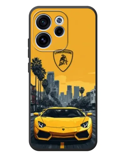 Чехол для OPPO Reno 15 F с картинкой «Желтый Lamborghini город»