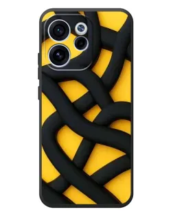 Чехол для OPPO Reno 15 F с картинкой «Черное желтое переплетение»