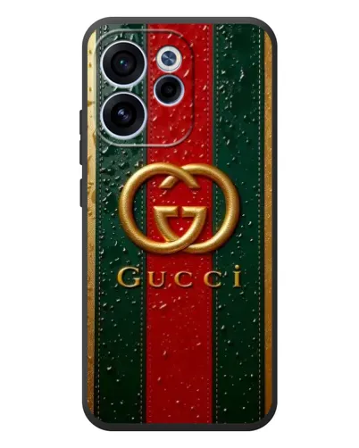 Чехол для OPPO Reno 15 FS с картинкой «Gucci — фирменная полоса и золото» Чехол для OPPO Reno 15 FS с картинкой «Gucci — фирменная полоса и золото»