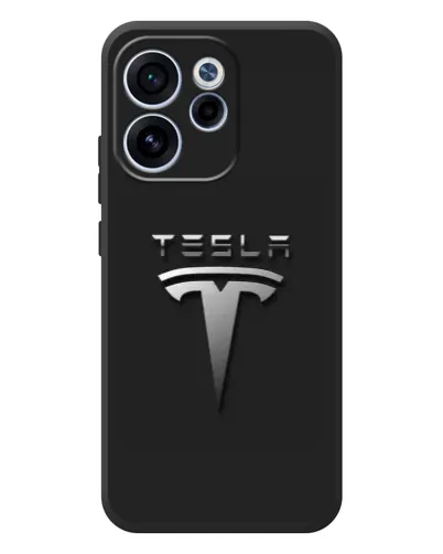 Чехол для OPPO Reno 15 FS с картинкой «Стальной логотип Tesla»