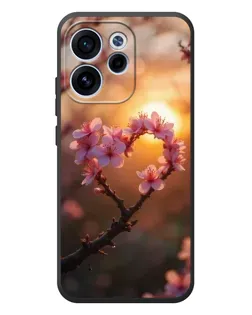 Чехол для OPPO Reno 15 FS с картинкой «Розовый цвет сердце на фоне заката»