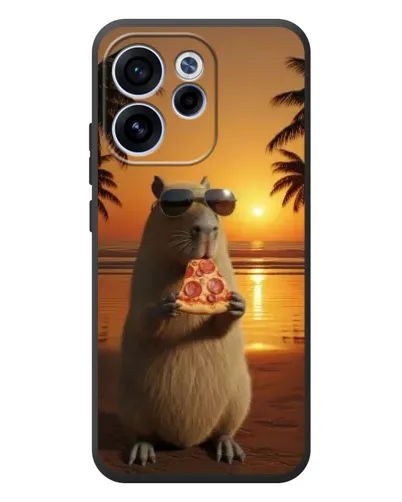 Чехол для OPPO Reno 15 FS с картинкой «Капибара с пиццей»