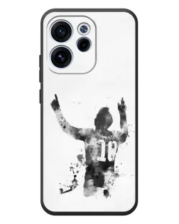 Чехол для OPPO Reno 15 FS с картинкой «Черно-белый силуэт Месси»