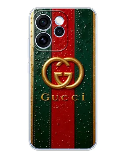 Чехол для OPPO Reno 15 Pro с картинкой «Gucci — фирменная полоса и золото» Чехол для OPPO Reno 15 Pro с картинкой «Gucci — фирменная полоса и золото»
