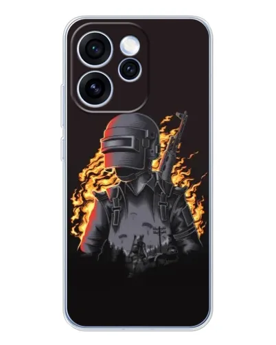 Чехол для OPPO Reno 15 Pro с картинкой «PUBG — огненный силуэт»