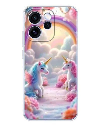 Чехол для OPPO Reno 15 Pro с картинкой «Радуга и единороги» Чехол для OPPO Reno 15 Pro с картинкой «Радуга и единороги»