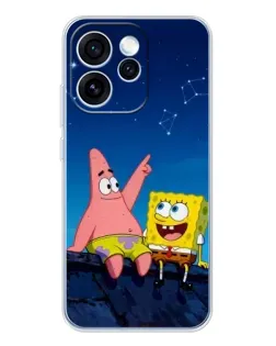 Чехол для OPPO Reno 15 Pro с картинкой «Губка Боб и Патрик ночью»