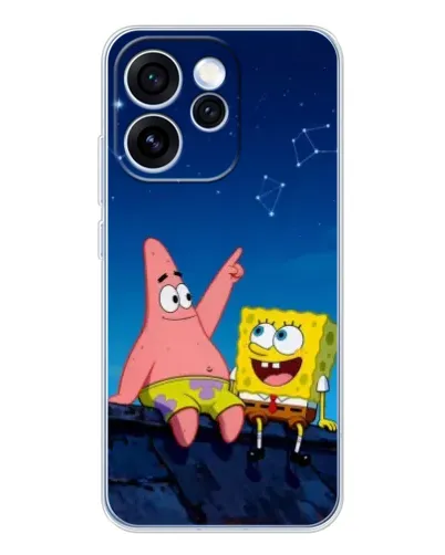 Чехол для OPPO Reno 15 Pro с картинкой «Губка Боб и Патрик ночью»