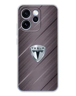 Чехол для OPPO Reno 15 Pro с картинкой «Металлическая текстура Tesla»