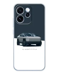 Чехол для OPPO Reno 15 Pro с картинкой «Серебристый Cybertruck Tesla»
