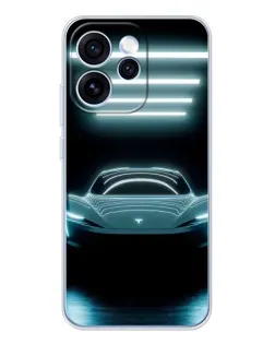 Чехол для OPPO Reno 15 Pro с картинкой «Tesla в неоне»