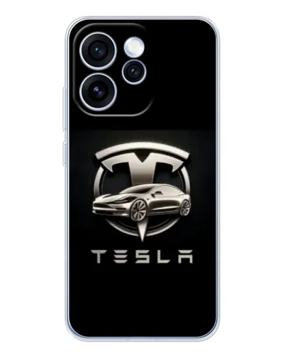 Чехол для OPPO Reno 15 Pro с картинкой «Tesla — серебристое авто» Чехол для OPPO Reno 15 Pro с картинкой «Tesla — серебристое авто»