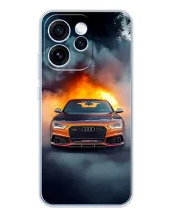 Чехол для OPPO Reno 15 Pro с картинкой «Audi в огненном дыму»