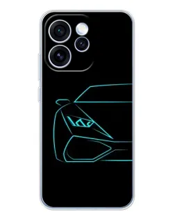 Чехол для OPPO Reno 15 Pro с картинкой «Голубой силуэт Lamborghini»