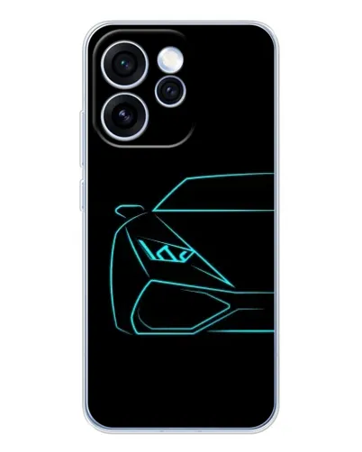 Чехол для OPPO Reno 15 Pro с картинкой «Голубой силуэт Lamborghini»