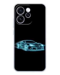 Чехол для OPPO Reno 15 Pro с картинкой «Неоновый контур Lamborghini»