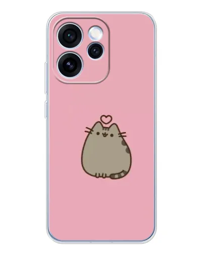 Чехол для OPPO Reno 15 Pro с картинкой «Pusheen сердце» Чехол для OPPO Reno 15 Pro с картинкой «Pusheen сердце»