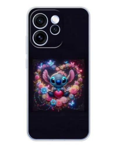 Чехол для OPPO Reno 15 Pro с картинкой «Stitch в цветах» Чехол для OPPO Reno 15 Pro с картинкой «Stitch в цветах»