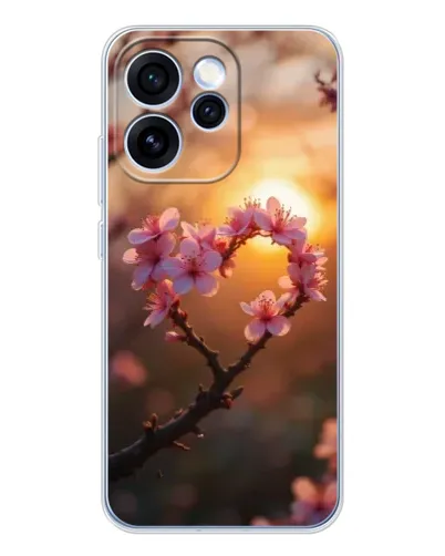 Чехол для OPPO Reno 15 Pro с картинкой «Розовый цвет сердце на фоне заката» Чехол для OPPO Reno 15 Pro с картинкой «Розовый цвет сердце на фоне заката»