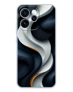 Чехол для OPPO Reno 15 Pro с картинкой «Объемные черно-белые ленты» Чехол для OPPO Reno 15 Pro с картинкой «Объемные черно-белые ленты»