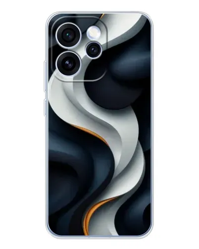 Чехол для OPPO Reno 15 Pro с картинкой «Объемные черно-белые ленты» Чехол для OPPO Reno 15 Pro с картинкой «Объемные черно-белые ленты»
