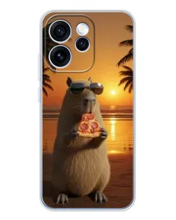 Чехол для OPPO Reno 15 Pro с картинкой «Капибара с пиццей»