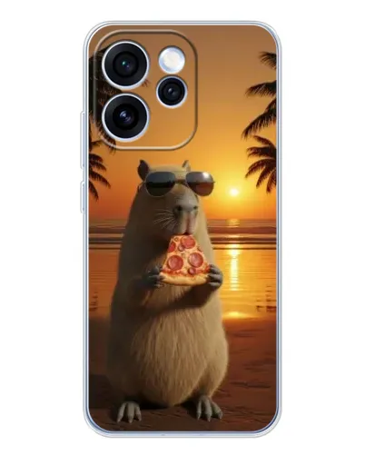 Чехол для OPPO Reno 15 Pro с картинкой «Капибара с пиццей»