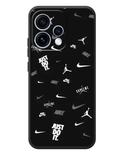 Чехол для OPPO Reno 15 с картинкой «Nike Black Pattern» Чехол для OPPO Reno 15 с картинкой «Nike Black Pattern»