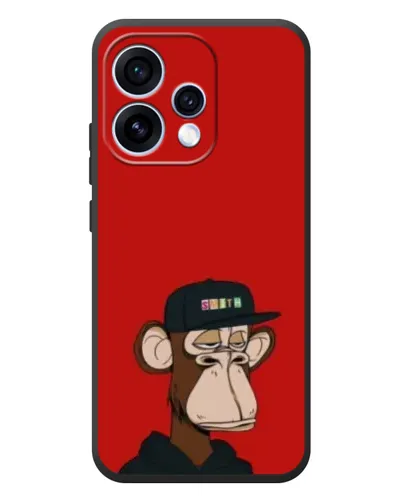 Чехол для OPPO Reno 15 с картинкой «Bored Ape — красный фон»
