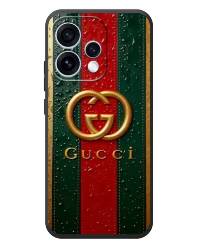 Чехол для OPPO Reno 15 с картинкой «Gucci — фирменная полоса и золото» Чехол для OPPO Reno 15 с картинкой «Gucci — фирменная полоса и золото»
