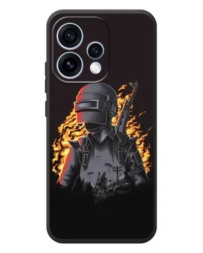 Чехол для OPPO Reno 15 с картинкой «PUBG — огненный силуэт»
