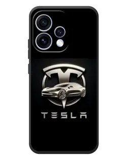 Чехол для OPPO Reno 15 с картинкой «Tesla — серебристое авто»