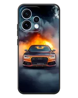 Чехол для OPPO Reno 15 с картинкой «Audi в огненном дыму»