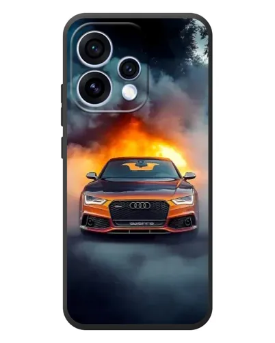 Чехол для OPPO Reno 15 с картинкой «Audi в огненном дыму»