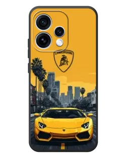 Чехол для OPPO Reno 15 с картинкой «Желтый Lamborghini город»